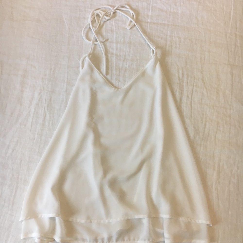 White backless tank top